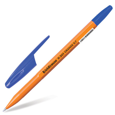 Ручка шариковая 1мм 0,35мм синяя, оранжевый корпус R-301 Orange Erich Krause