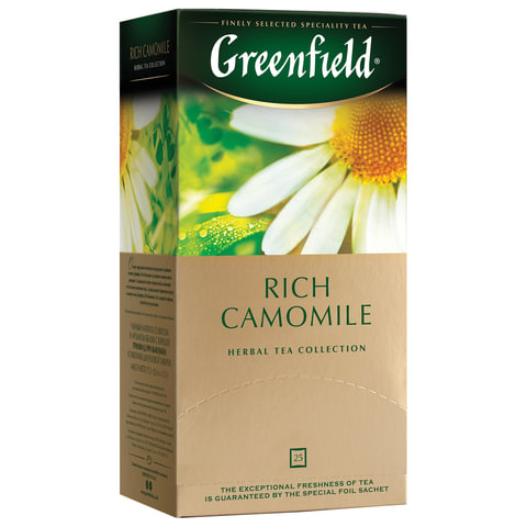 Чай GREENFIELD "Rich Camomile" травяной ромашковый, 25 пакетиков в конвертах по 1,5 г