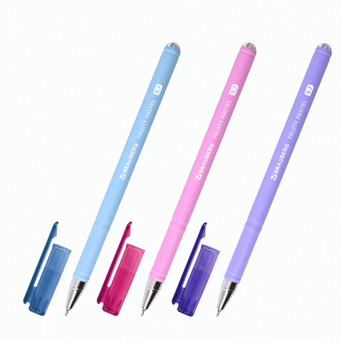 Ручка шариковая масляная BRAUBERG FRUITY Pastel, СИНЯЯ, soft-touch, 0,7мм, линия 0,35мм