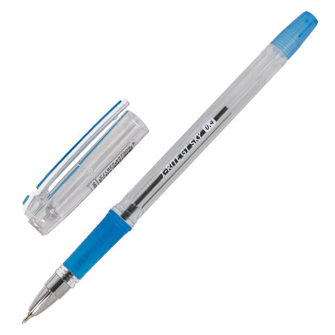 Ручка шариковая 0,4мм синяя,  масляная, с грипом, голубые детали BRAUBERG "i-Rite GT SKY"