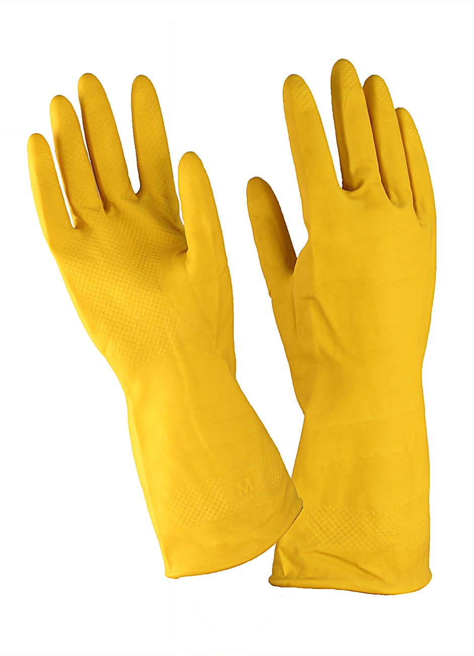 Перчатки хоз. латексные Для деликатной уборки с х/б напылением размер S желтые A.D.M.