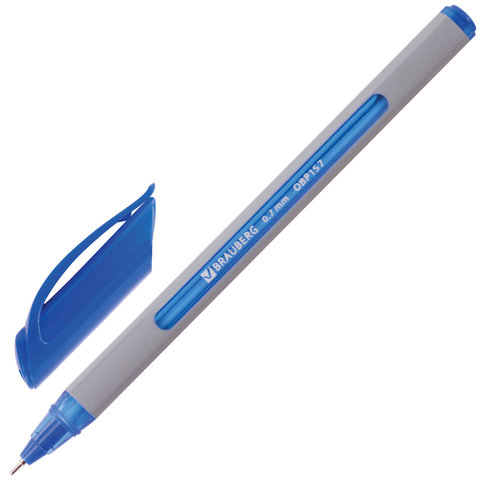 Ручка шариковая 0,7мм синяя, масляная Brauberg Extra Glide Soft Grey