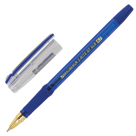 Ручка шариковая 0,7мм синяя, масляная с грипом BRAUBERG i-Rite GT GLD